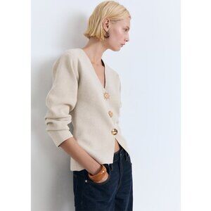 Mango Fine-Knit Jacket with Jewel Buttons NWT